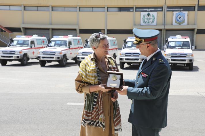 Handover ceremony attended by Ambassador of the European Union to Lebanon, Sandra De Waele, Deputy Chief of Staff for Equipment, Brigadier General Engineer Tony Abboud